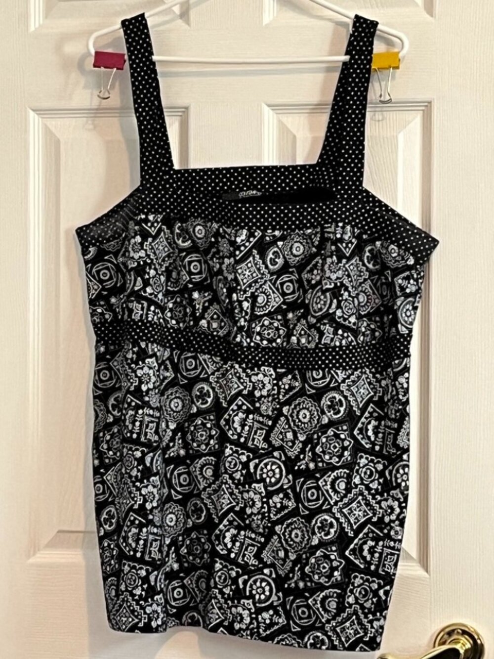 Black bandana print empire waist tank top size 2x